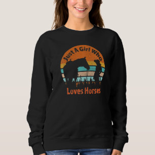 Sweatshirt Juste Une Fille Qui Aime Son Cheval Retro Sunset S