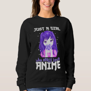 Sweatshirt Juste une fille qui aime vraiment l'Anime en viole