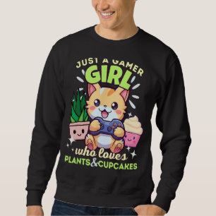 Sweatshirt Juste une gamer fille qui aime les chats Plante Cu