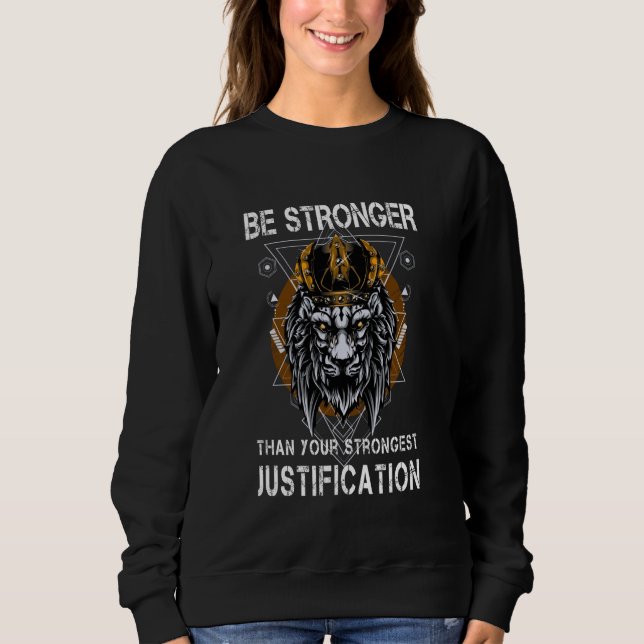 Sweatshirt Justification forte de remise en forme drôle Lion  (Devant)
