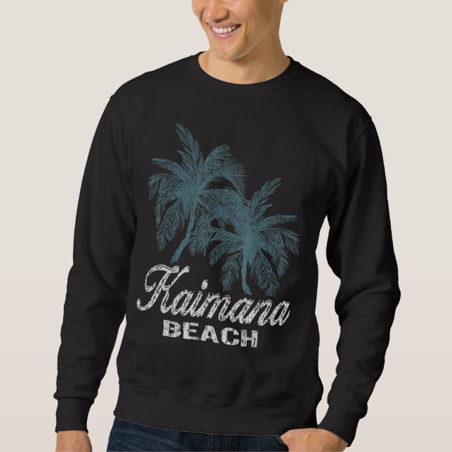 Sweatshirt Kaimana Beach Hawaii Deux Gros Palmiers (Devant)