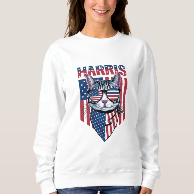 Sweatshirt Kamala Harris Présidente 2024 Chat Drôle  (Devant)