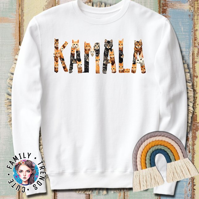 Sweatshirt Kamala Typographie Chat Alphabet mignet Dit Drôle (Créateur téléchargé)