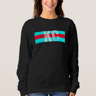 Sweatshirt Kansas City Turquoise BleuRouge rayures KC Kansas