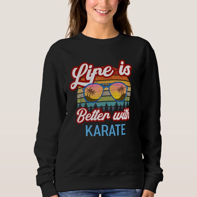 Sweatshirt Karate Vintage Sunset Life est meilleur avec (Devant)