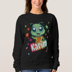 Sweatshirt KARIM - Nom du garçon mignon avec un Alien mignon