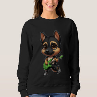 Sweatshirt Kawaii Chibi Funny German Shepherd Dog Guitarist R