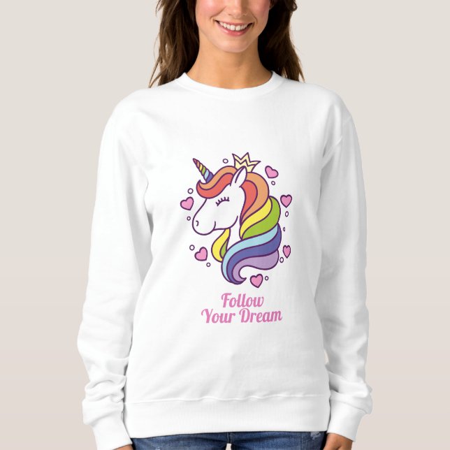 Sweatshirt Kawaii Colorful Rainbow Unicorn Dreams (Devant)