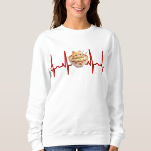 Sweatshirt Kawaii Cute Kitten Ramen EKG Heartbeat Otaku Anime