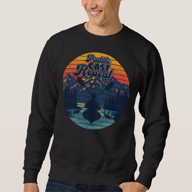 Sweatshirt Kayak Fishing Paddle Retro Sunset (Devant)