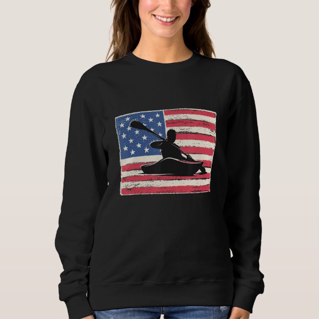 Sweatshirt Kayak for men gift kayaking american flag patrioti (Devant)