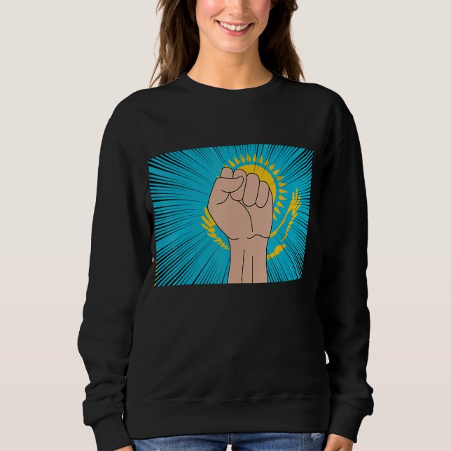 Sweatshirt Kazakhstan Drapeau cyrillique pour les immigrants  (Devant)