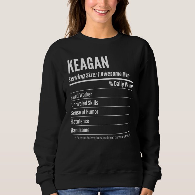 Sweatshirt Keagan - Faits nutritionnels Calories de la taille (Devant)