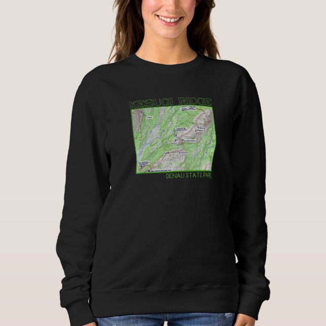 Sweatshirt Kesugi Ridge Hiking Map Denali State Park Alaska S (Devant)