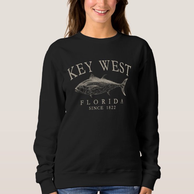 Sweatshirt Key West Floride Pêche Depuis 1822 Antique Arqué (Devant)