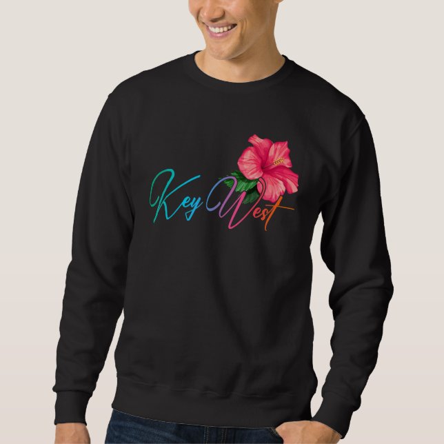 Sweatshirt Key West Hibiscus Flowers Florida Beach Luau Party (Devant)