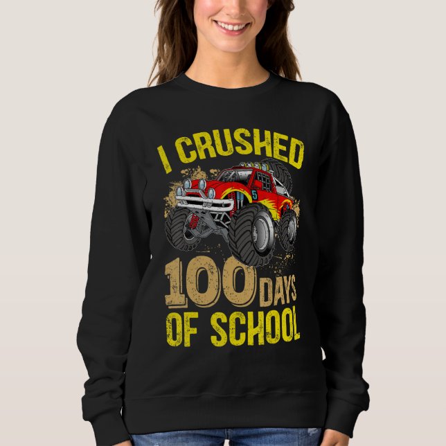 Sweatshirt Kids I Crushed 100 Days Of School Boys Monster Tru (Devant)