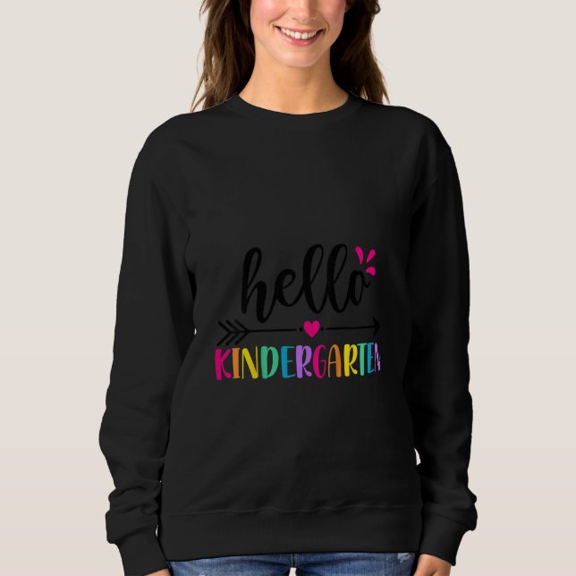 Sweatshirt Kids Kids White Hello Kindergarten Back To School  (Devant)