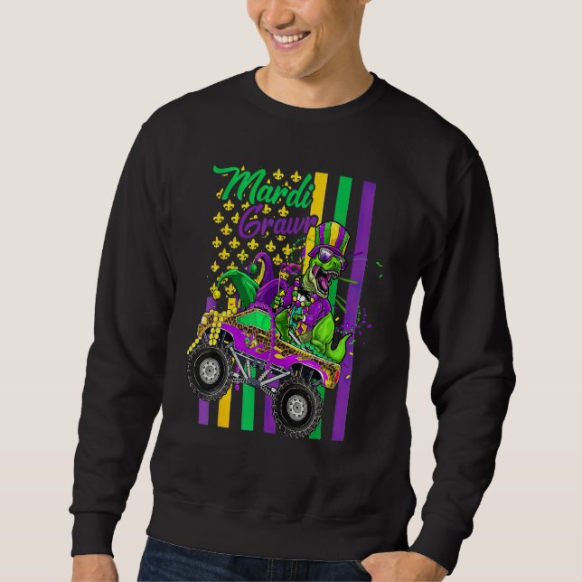Sweatshirt Kids Mardi Grawr T Rex Dino Mardi Gras Monster Tru (Devant)