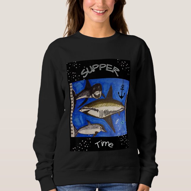 Sweatshirt Kids Shark Supper Time Youth Cool (Devant)
