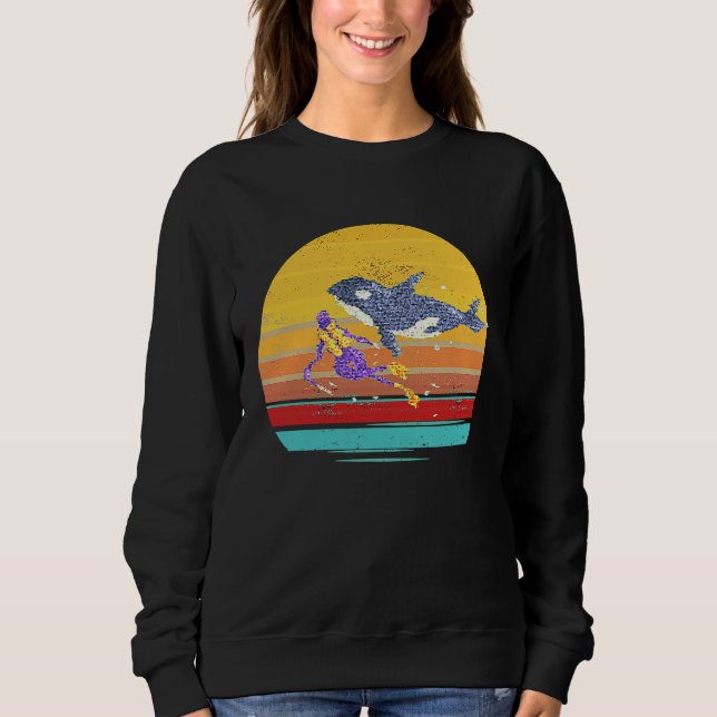 Sweatshirt Killer Whale Orca  For Women & Girls Retro Cute (Devant)
