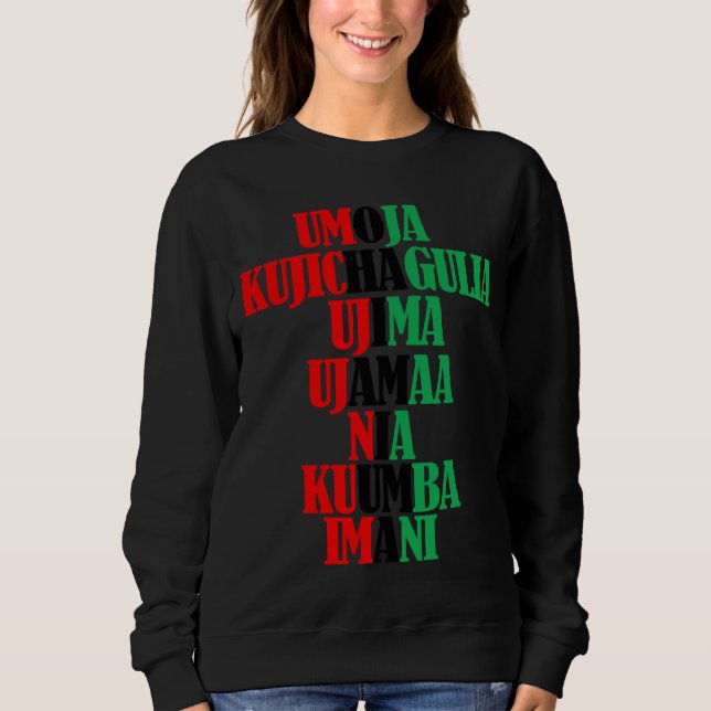 Sweatshirt Kinara Colors Texte Sept Principes de Kwanzaa (Devant)