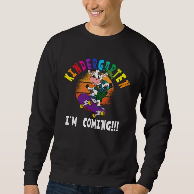 Sweatshirt Kindergarten I m Coming Cow Skateboarding (Devant)