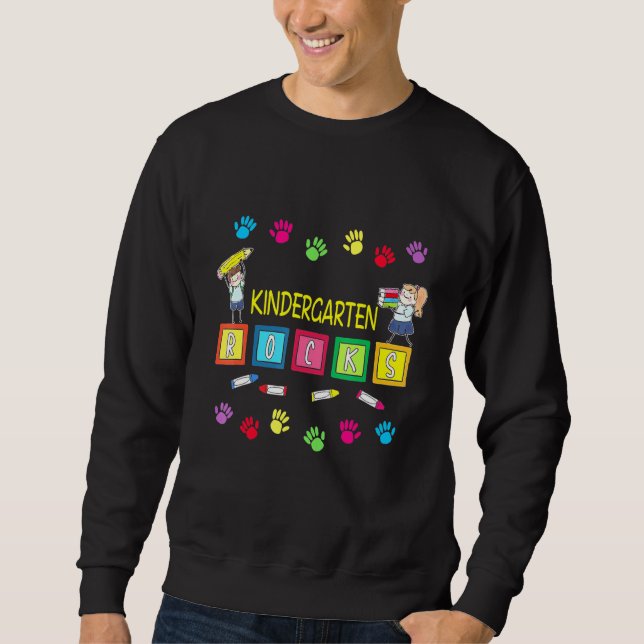 Sweatshirt Kindergarten Rocks Retour À L'Équipe De L'École Ki (Devant)