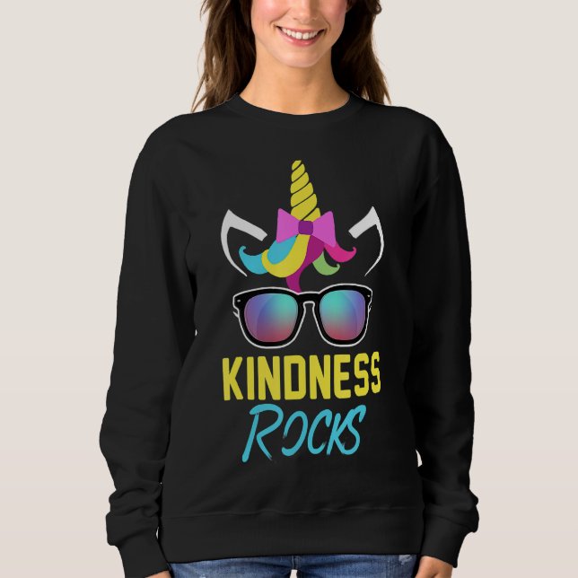 Sweatshirt Kindness Rocks Anti-harcèlement Rainbow Unicorn Su (Devant)