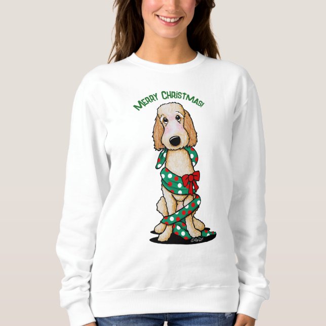 Sweatshirt KiniArt Goldendoodle rasé Noël (Devant)