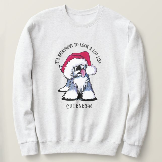Sweatshirt KiniArt Old English Sheepdog Noël (Design devant)