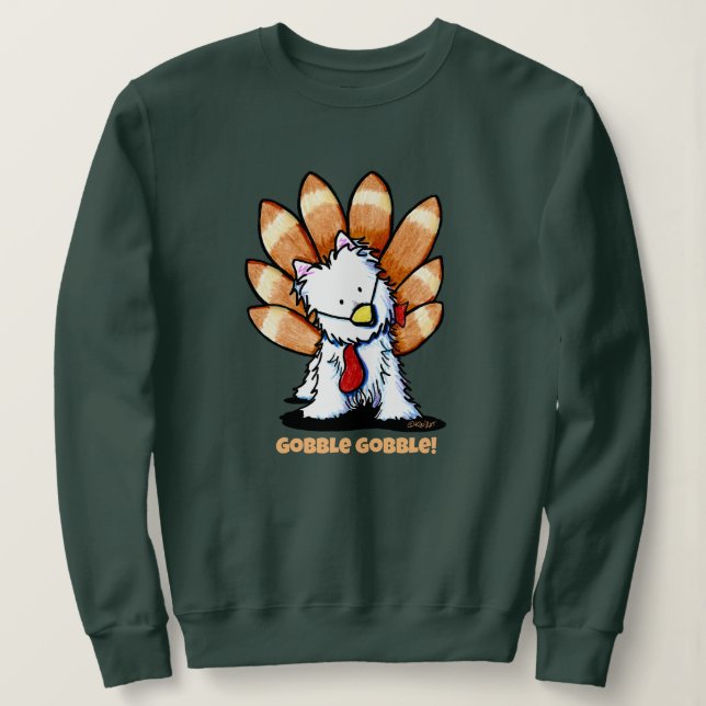 Sweatshirt KiniArt Westie de Thanksgiving (Design devant)