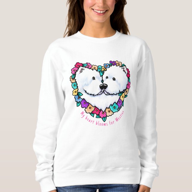 Sweatshirt KiniArt Westie Heart Bloom (Devant)