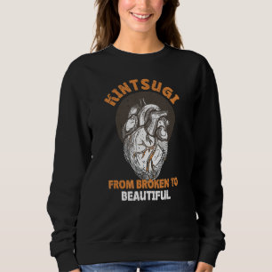 Sweatshirt Kintsugi Japonais Réparer Poterie Coeur d'or