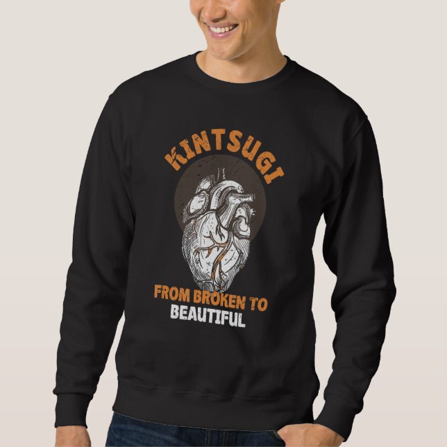 Sweatshirt Kintsugi Japonais Réparer Poterie Coeur d'or (Devant)