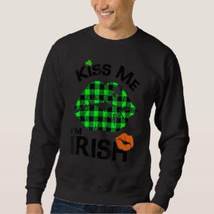 Sweatshirt Kiss Me I M Irlandais Buffalo Plaid Lièvres Clover