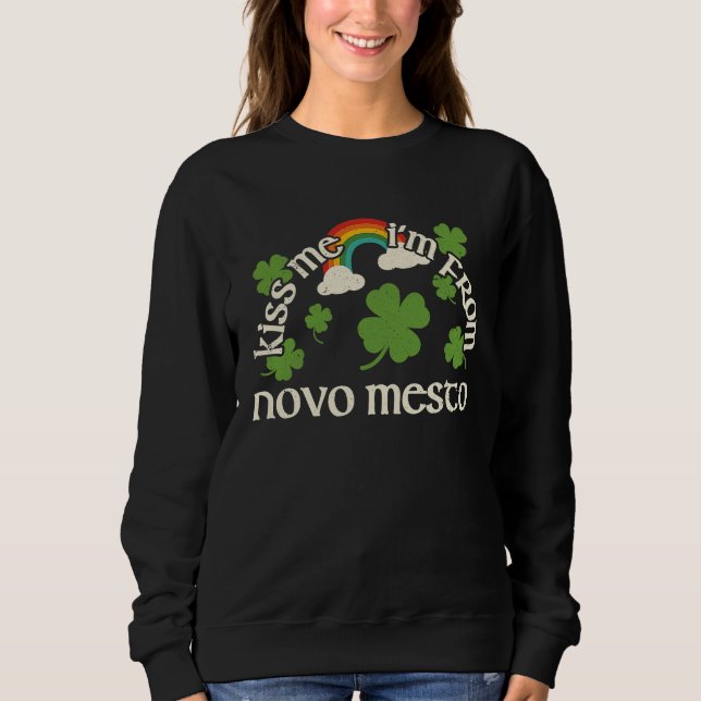 Sweatshirt Kiss Me Shamrock  City St Patrick's Day Novo Mesto (Devant)