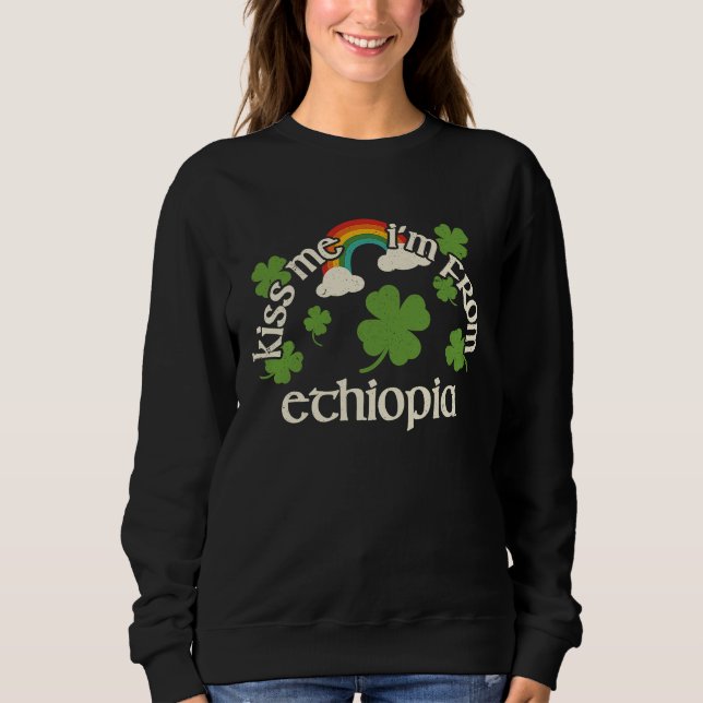 Sweatshirt Kiss Me Shamrock  Funny St Patrick's Day Ethiopia (Devant)