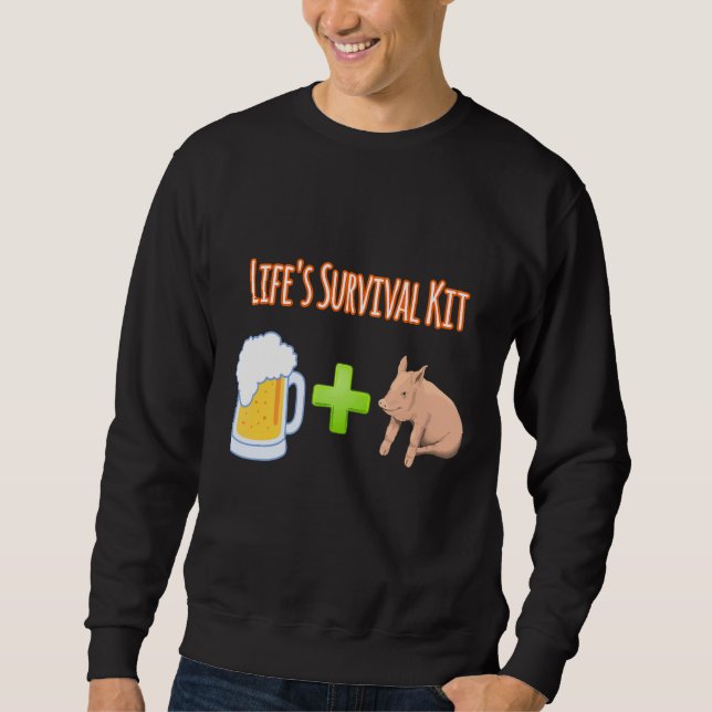 Sweatshirt Kit de survie Bière plus Cochons design (Devant)