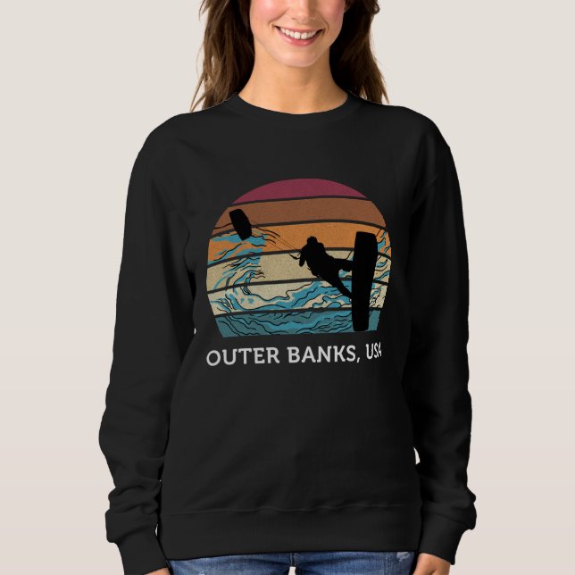 Sweatshirt Kitesurfing Vintage Sunset Beach Surfing Outer Ban (Devant)