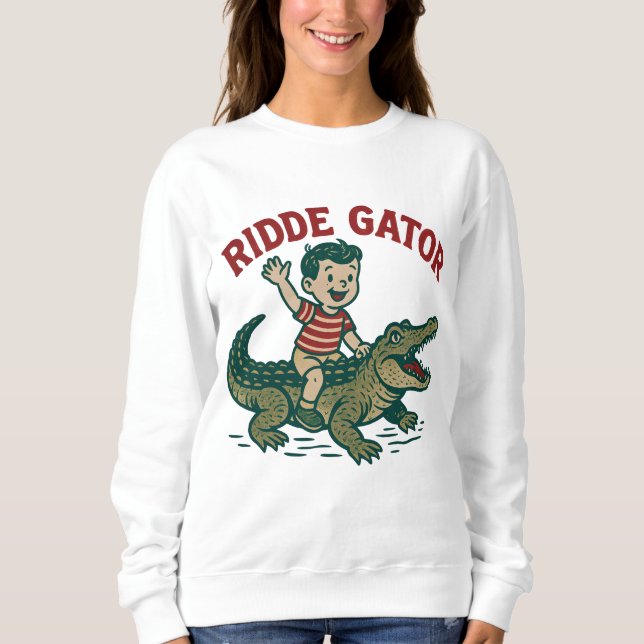 Sweatshirt Kitsch Floridien Rétro Crocodile Ridicule Alligato (Devant)