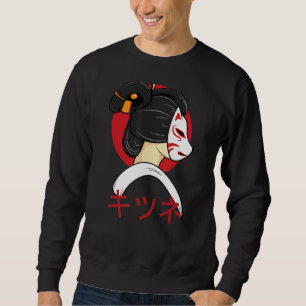 Sweatshirt Kitsune Japonaise Gaisha Style Grunge Masque Trist
