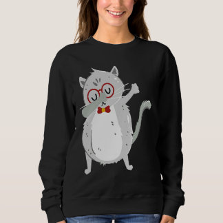 Sweatshirt Kitten Dab I Grey Cat with Glasses I Dabbing Cats