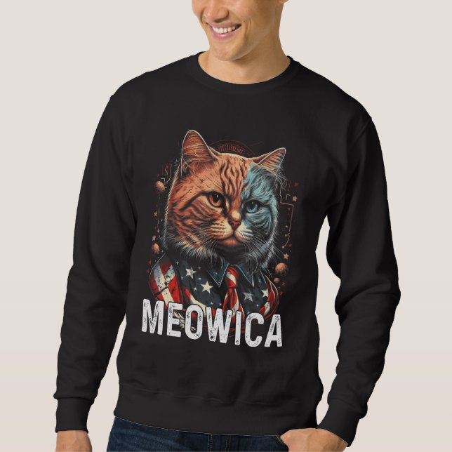 Sweatshirt Kitty Cat 4th Of July Meowica USA Patriotic Indepe (Devant)