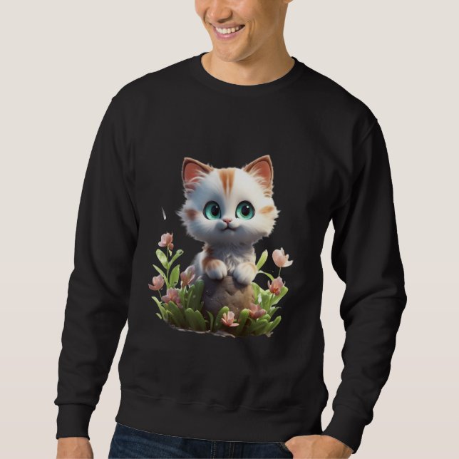 Sweatshirt Kitty de jardin printanier Fleur Jeune fille au ch (Devant)