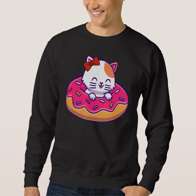 Sweatshirt Kitty Kitten Donut Sprinkles Summer Swimming Women (Devant)