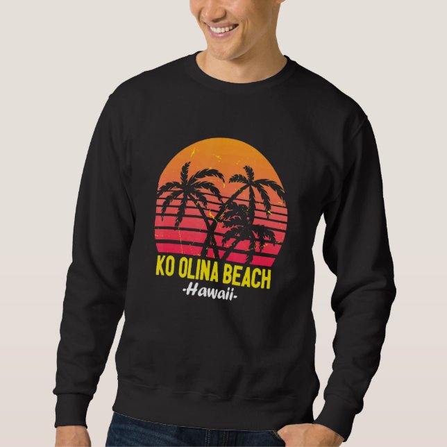 Sweatshirt Ko Olina Beach Hawaii Oahu Hawaiian Sunset Palm Tr (Devant)