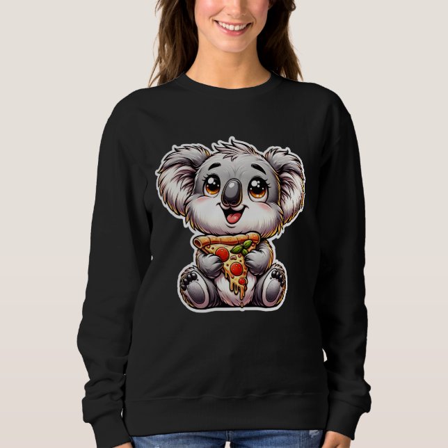 Sweatshirt Koala Mignon Mangeant une Pizza Amoureux de Pizza  (Devant)