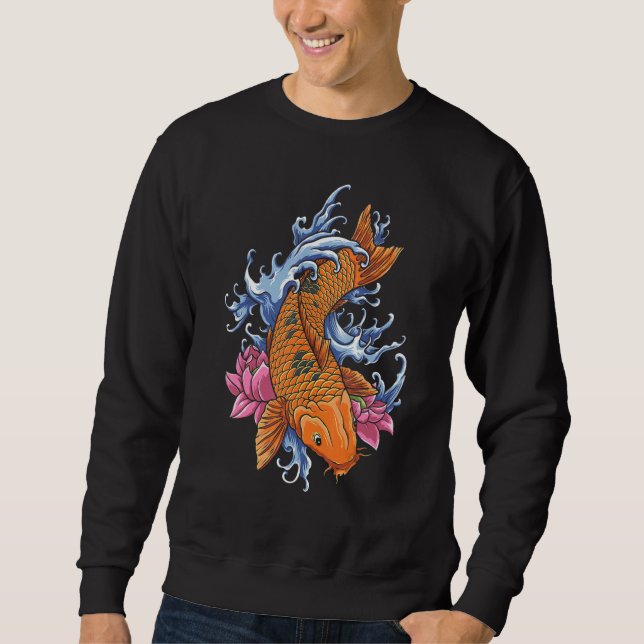 Sweatshirt Koi Carp Poisson Graphique Koi Poisson Fleur (Devant)
