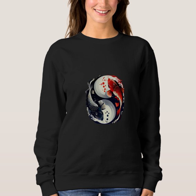 Sweatshirt Koi fish yin and yang japanese life balance (Devant)
